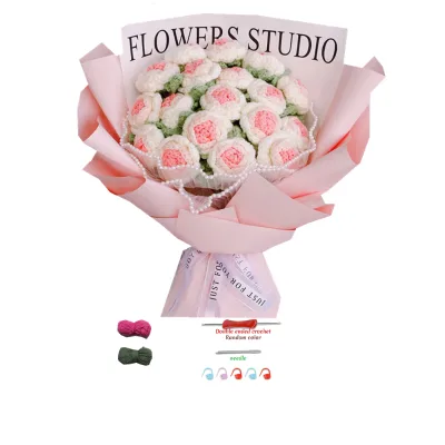 Hot Sale DIY Custom Handmade Flowers Crochet Knit Bell Orchid Bouquet Material Kit for Valentine's Day Gift