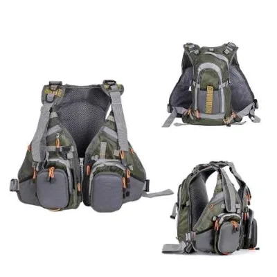 Customized logo Adults Men's Adjustable Strap Chest Bag Functional Pockets Safety Buoyancy Floatation Vest Fishing Life Jacket