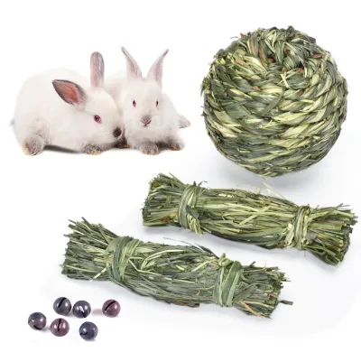 New Arrival Vietnam Timothy Hay Ball Bell Tossable Pet Toy for Guinea Pigs Rabbits Chinchillas Keeps Them Entertained Tasty Chew