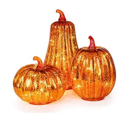 Orange Halloween Lantern Pumpkins Battery Operated Light up Pumpkin Lantern Halloween Pumpkin Decorations for Indoor Outdoor