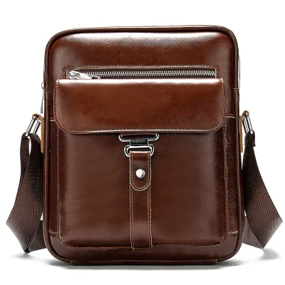Brown Real Leather Sling Shoulder Mens Leather Messager Bag