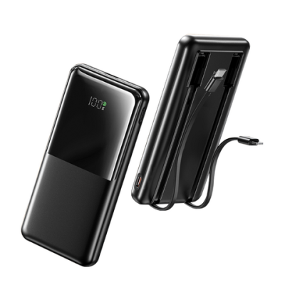 10000mAh power bank with Large digital display Built-in cables power bank