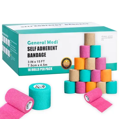 2024 16Pack Medical Non-woven Self-adhesive Elastic Bandage Tape for Ankle Sprains Swelling Reduction Elastic Bandage