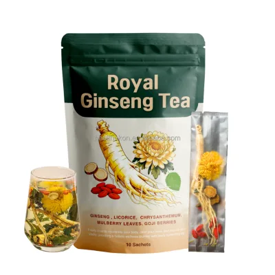 Ekon Natural Herbs Ginseng Tea with Whole Root Goji Berries Chrysanthemum Caffeine Free Herbal Blend for Men Daily Balance