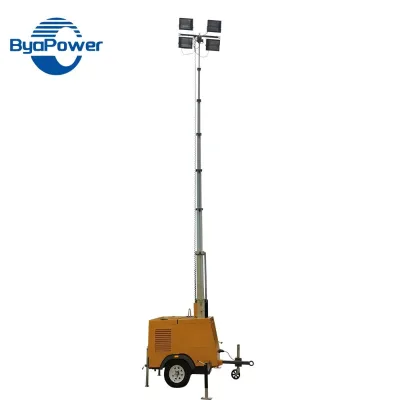 New Style Hot Selling Solar Powered Telescoping Rotating Tower With Crane and Warning Light for Factory Lighting
