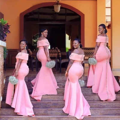 African Mermaid Plus Size Fat Peach Bridesmaid Dress