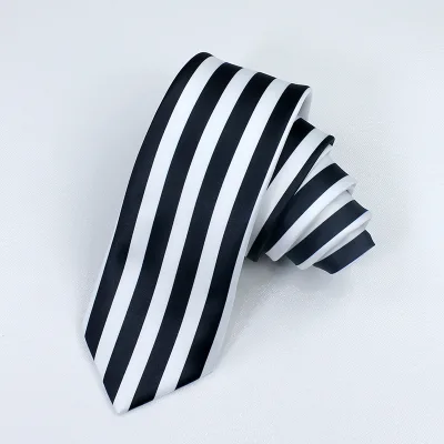 Anime Movie Games Cosplay Costume Accessories Necktie for Women Men Anime Ties Black White Striped Neck Tie