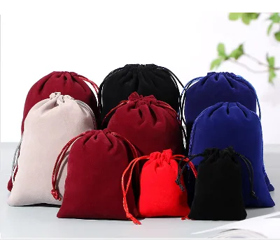 Customizable Velvet Jewelry Gift Bag Comfortable Drawstring Packaging Pouch Long for Rings Earrings Necklaces