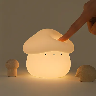 2026 Low MOQ Cute Mushroom Silicone Night Lamp for Baby's Room Gentle Glow USB LED Night Feeding Lamps White Shade Cartoon