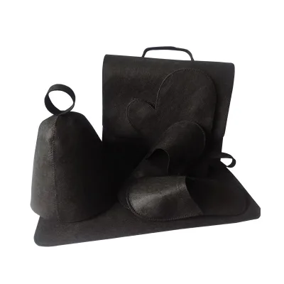 Factory Wholesale Polyester Felt Sauna Set Sauna Hat Mat Glove Slipper Custom Flet Sauna Hat