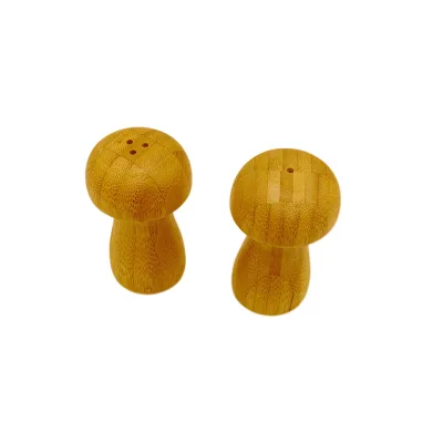 Bamboo Mushroom Shaped Herb & Spice Tools Salt and Pepper Shakers