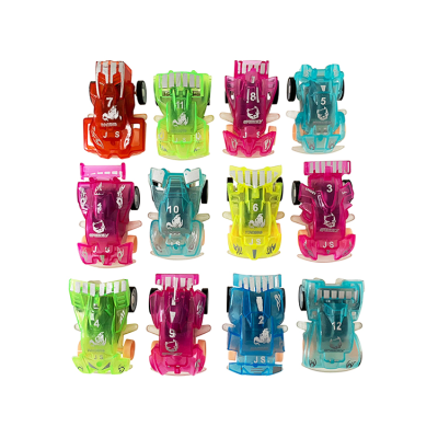 Cartoon 12 Models Transparent Colorful Pull Back Car for Kids