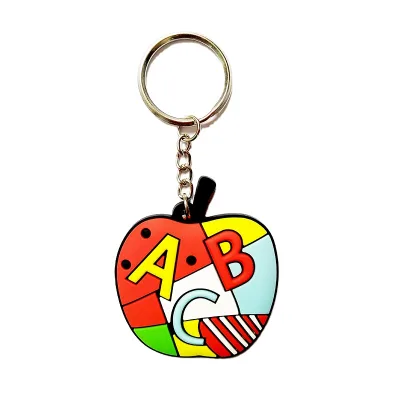 High Quality Hot Sales Custom logo Soft PVC Cactus Keyring Make Your Own Key Chain Graffiti apple Keychain for Souvenir Gifts