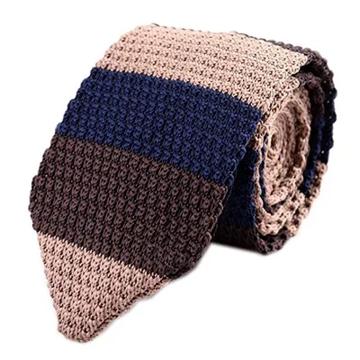 High Grade Fashion Solid Striped Dot Design Poly Knit Tie for Men Knitting Necktie