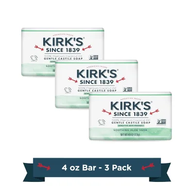 Natural Original Coco Castile Soap with Aloe Vera, Pack of 3