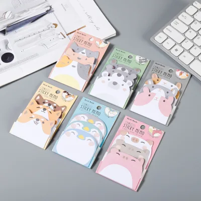 Cute Animal Cartoon Sticker Self Stick Notepad Set Pet Lover Cartoon Character Cute Message Book