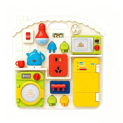 Montessori Busy Board Toy Simulation Home Appliance Kitchen Early Educational Learning Sensory Activity Panel for Toddler Kids