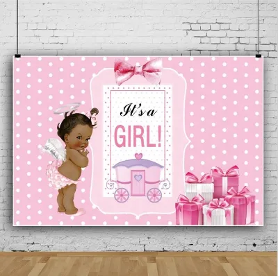 7x5t Baby Shower Backdrop Pink Birthday Party Photography Background Floral Girl Birthday Party Banner It's a Girl Backdrop