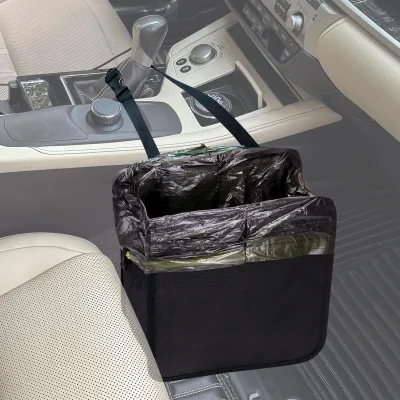 Portable Car Trash Can Garbage Bin Bag Organizer Storage Bucket Without Lid Eco-Friendly Indoor Use Waterproof Black