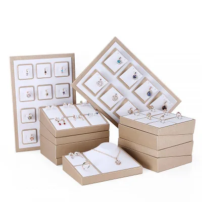 Wholesale Angled Synthetic Leather Jewellery Display Organizer Tray, Multi Grid Jewelry Counter Display Stand for Retail Shop