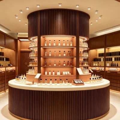 One-Stop Perfume Shop Fitting Modular Wooden Perfume Display Rack LED Glass Showcase Lockable Display Shelf for Dubai Fragrance