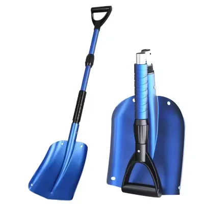 Large Area Foldable Winter Snow Shovel with Aluminum Alloy D-Handle 45 Straight Blade and Multi-function