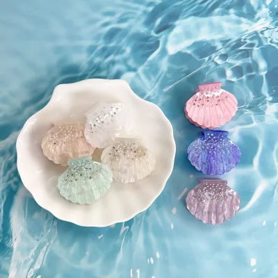 Berphia Summer Medium Fresh Sea Shell Sweet Acrylic Girl's Shiny Handmade Hairpin Hair Accessories