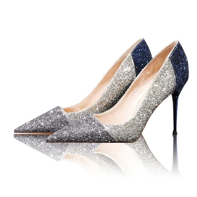 Glitter Shinny Bridal Shoes Crystal Upper Bridal Women Shoes Heels Custom Design Footwear