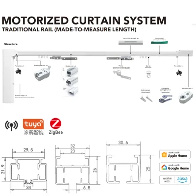 Customized Modern Aluminum Tracks for Intelligent Electronic Curtain Systems with Brand Customizable Length