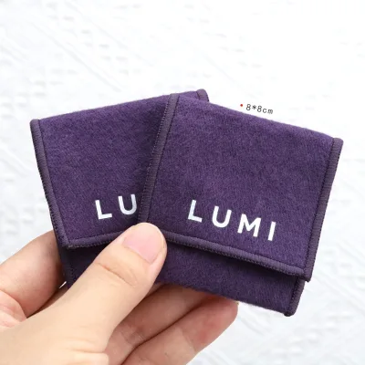 Custom Design Logo Cotton Envelope Jewelry Pouch for Necklace Bracelet Mini Twill Cotton Flap Ring Earring Packing Jewelry Bag