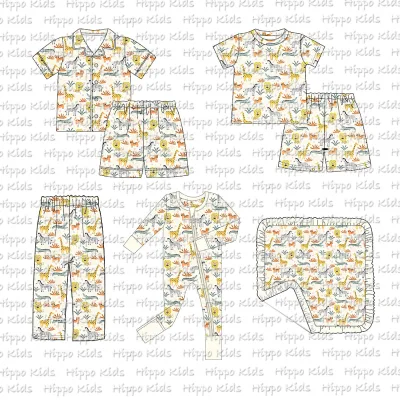 Boutique Toddler Boys Pajamas Set Baby Bamboo Pajamas Print Custom and Adult Pajama Trousers With Blanket