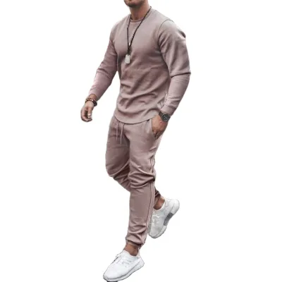 High Quality Custom Blank Setela Cotton Fitness Gym Sportswear Long Sleeve Sweatshirt&pants 2 Piece Set Men Sportswear Tracksuit