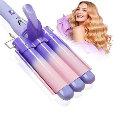 Auto RotatingHair Curling Iron 3 Barrel Hair Curling Iron Hair Crimper Big Wave Curling Crimping Iron Deep Waver Hair Curler