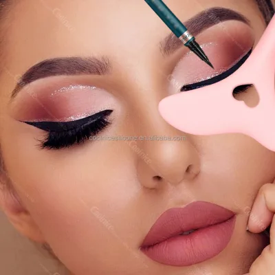 Eyelashes and Eyeliners Silicone Waterproof Stamps with Ink Sweatproof Quick Eye Makeup Tool 2-In-1 Lash Stamp Maquillaje