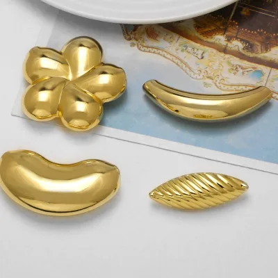 ASJEWELRY Chunky Flower Curved Tube Pendant for Necklace Copper Gold Plated Large Hole Beads for Jewelry Making Supplies pdtc045
