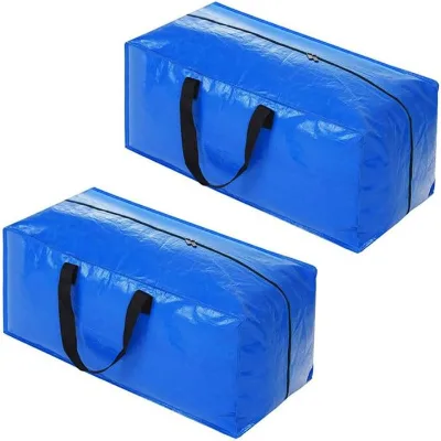 High Quality Extra Large Foldable Carrying Handles PE Laminated Woven Moving Bags With Zippers for Travel and Moving