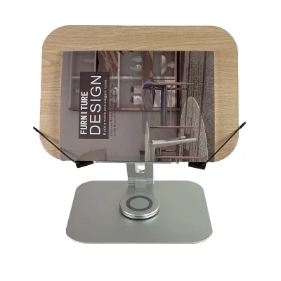 HOMEX/BSCI Portable Reading Shelf Bamboo Wood Reading Holder with Page Paper Clips