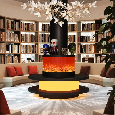 Panoramic Round Electric Fake Fireplace Mantel Inserts Vuurkorf Luxe Modern Home Decor Living Room Decoration Items