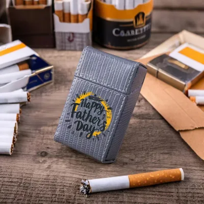 Custom Cool Leather Cigarette Case with Steel Frame Carrying Storage Box for Smoking Pipes and Lighter