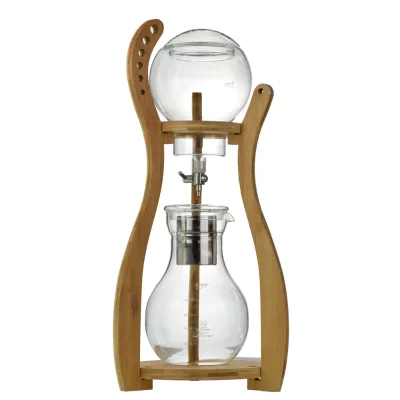 New Product Cold Brew Coffee Maker Wood Frame Heat Resistant Glass Baristas Tools Kitchen Accessories