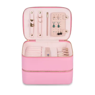 Travel Jewelry Storage Case Vintage Leather Jewelry Gift Box Portable  Jewelry Bag