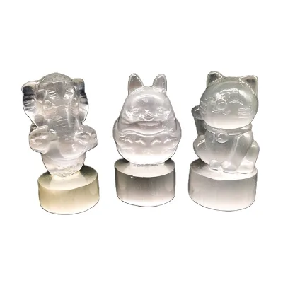 Wholesale Natural Selenite Dragon Skulls Hand Caved Selenite Angel Animals Crystal Crafts for Decoration and Sale