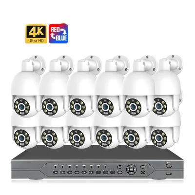Full Color 24/7 Mic 8MP 4K POE NVR KIT 16CH CCTV Set System HD Full Color Night Vision Outdoor Waterproof Doom Camera System