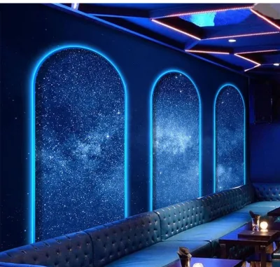 Blue Nebula Dream Mural Arch Design Wall Covering Karaoke Wall Decorations