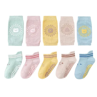 Wholesale Unisex Baby Crawling Anti-Slip Knee Pads and Socks Set for Toddler Boy Girls' Crawling Learn to Walk