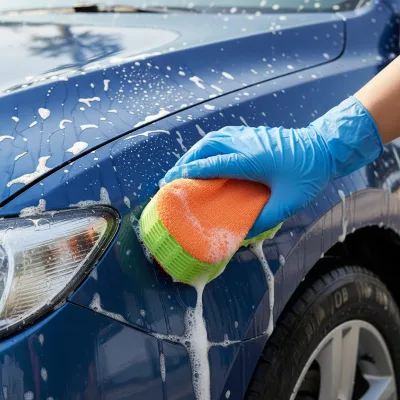 Absorbent Reusable Microfiber Car Glass Polishing Sponge Knitting Car Microfiber Cleaning Sponge