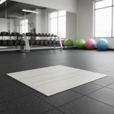 PVC Floor protection Mat Interlocking Tiles Protective Flooring with Boarders Dark Wood Grain