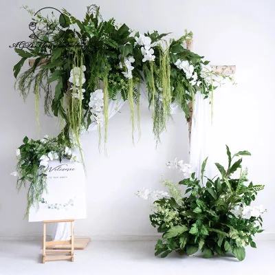 High-Quality Forest Artificial Green Plant Wall Hanging Arch Decoration Floral Clothing Store Window Wall Arrangement Flower Row