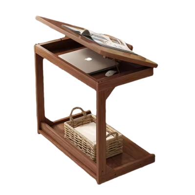 Small Coffee Table, Household Movable Flip Solid Wood Edge Table, Sofa Edge Cabinet, Bedside Table, Book Table, Tea Table