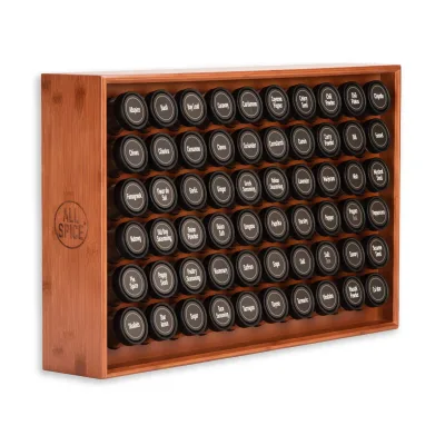 Single Tier Bamboo Multifunction Spice Rack Organizer Wood Standing Shelf Chalk Marker Set Drawer Cabinet Kitchen Storage